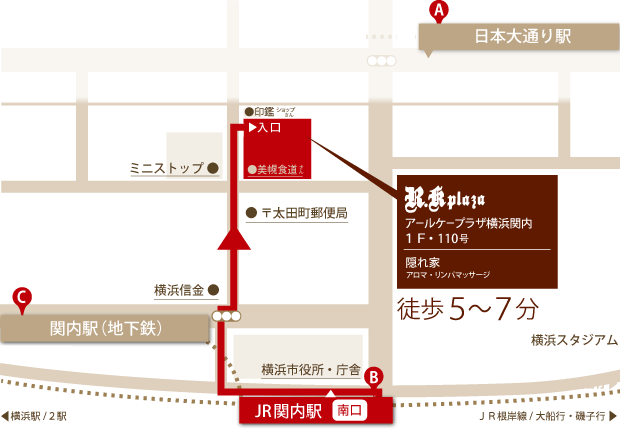 JR関内駅からの地図