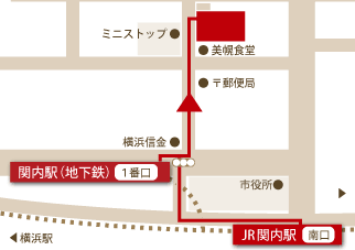 日本大通り駅からの地図